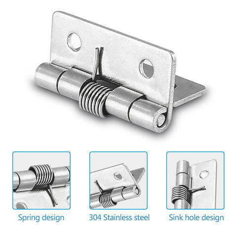 Luomorgo 4-pack spring-loaded cabinet hinges, 1.5-inch stainless steel, self-closing (front view)