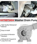 Upgraded AHA75673404 Washer Drain Pump Assembly for LG Washing Machine Replacement, installed with hoses