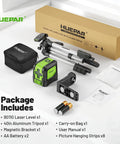 Dope Self Leveling Green Cross Line Laser Level With Tripod, 100Ft Range, Perfect For Picture Hanging, Tile, Decor And DIY Construction, Indoor Use, Battery Powered AA And Picture Hanging Strips Included; package includes tripod, batteries, case