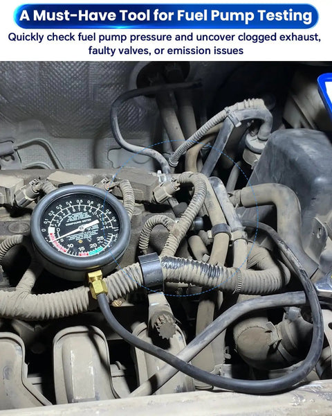All in One Vacuum and Fuel Pump Tester Gauge Kit for Your Ride, Check Fuel Pump Pressure, Fuel Pump Vacuum, Carburetor Intake Manifold Vacuum, and Vacuum Tests With Easy to Follow Instructions.