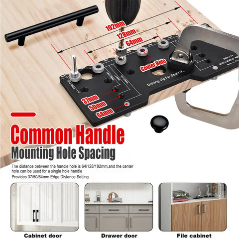 Adjustable Shelf Pin Jig For Cabinets Delivers Dead On Accuracy And Straight Hole Punching Built From Heavy Duty Aluminum Alloy, drilling setup.