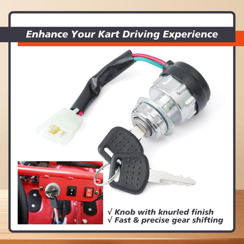 3 Way 3 Wire Rotary Push Button Ignition Switch Kit Replacement For Hammerhead SS150 GTS150 SS250 with keys, wiring, and connector
