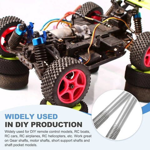 RC car setup featuring linked 12 Pcs Silver Push Rods Connectors Linkage Set with M3 Thread, 304 Stainless Steel, 65mm Long