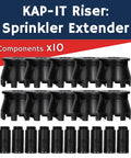 1.5 Inch Pop Up Riser Extension 10 Pack No Dig Stackable Irrigation Adapter Tool Free Height Lift Solution components