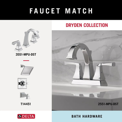 Dryden Collection polished chrome faucet set, including 3551-MPU-DST and 2551-MPU-DST models, for space-saving bath upgrade.
