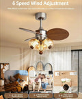 YPDJVLTI Ceiling Fans Lights Children's LED Fandelier in a living space with wooden blades and three glass bulbs.