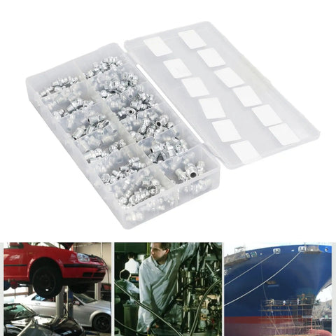 Premium High Quality 130 PCS SAE Zerk Fitting Assortment Kit With 12 Types Hydraulic Grease Nipple Set For Daily Machinery Maintenance And Tough Equipment Repair Jobs To Nail It Fast With Zero Hassle On All Your Shop Tools And Gear Needs, plastic organizer case