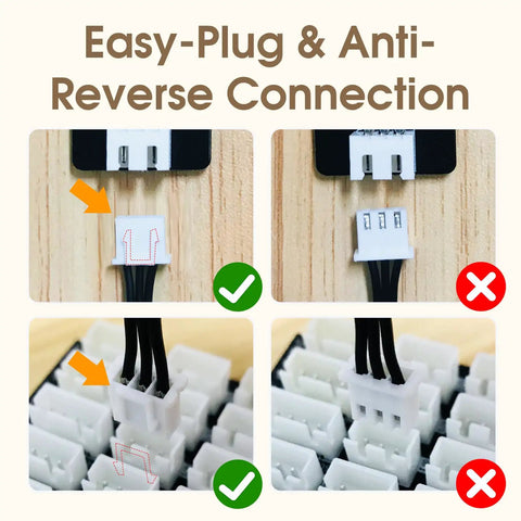 ESP32 Smart Farm Kit for Teens and Adults, Arduino and Scratch Compatible IoT Greenhouse With Auto Watering, Pet Feeder, Solar Windmill, Hands-On DIY Coding Project Gift for Learning and Fun. Easy-plug reverse connection wiring close-up