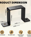 Beefy 4x4 Fence Post Brackets Set For Decks And Gazebos, 2mm Thick Steel Mounting Ties, black finish, showing product dimensions and durability features