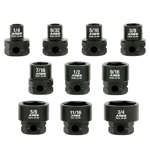 Pinless Universal Swivel Impact Socket Set, 10-Piece Metric, 3/8 Inch Drive with high visibility laser markings displayed