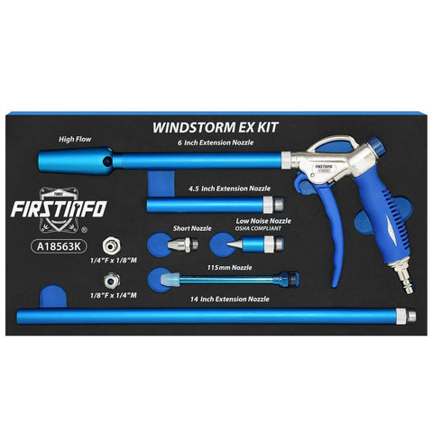 Windstorm EX Beefy 2X Flow High Performance Air Blow Gun Master Kit 9 Piece Set with adjustable airflow for shop cleanups