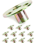Heavy Duty 3/8-16 Round Base T Nuts 12 Piece Set Carbon Steel Insert Plate Nuts showing one nut with multiple view angles.
