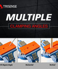 6 Inch TPU Soft Jaw Pads For Bench Vise With Magnetic Grip, showing multiple clamping angles, orange, three positions