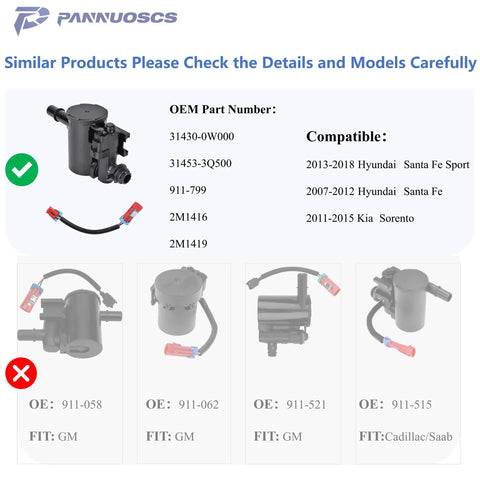 EVAP Canister Vent Valve Solenoid 911-799 Replacement For Kia Sorento Hyundai Santa Fe Santa Fe Sport 2007 2019 Direct Fit Easy Install