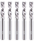 SpeTool 5-pack spiral downcut router bits with 1/4 in shanks and 1 in cutting length, solid carbide