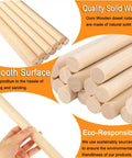 Heavy Duty 20 Pack Wooden Dowel Rods 3/8 X 15 Inch Round Unfinished Hardwood Sticks displayed with focus on smooth surfaces and natural finish.