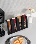 Disposable Coffee Cup Dispenser Organizer with Four Compartments Acrylic Cup Lid Sleeve Holder for Tabletop in Coffee Shop