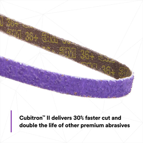 Cubitron II File Belts 36 Plus Grit Half Inch By 18 Inch Pack Of 10 Resin Bonded for Fast Cutting and Deburring