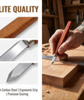 Six Pack Heavy Duty Woodworking Marking Knives With High Carbon Steel Blades And Dual Bevel Heads For Hella Sharp Cuts Satisfaction Hardworking Craftsmen Absolutely Love This Gear used on wood with ergonomic grip.