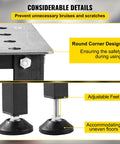 Close-up of corners and adjustable feet of Heavy Duty Steel Welding Table And Workbench 36 By 24 Inches with rounded design.