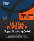 Heavy Duty Rubber Bungee Cords With Hooks, 24 Inch Adjustable, 50 Pack, Ultra-flexible stretch with S-hooks detail