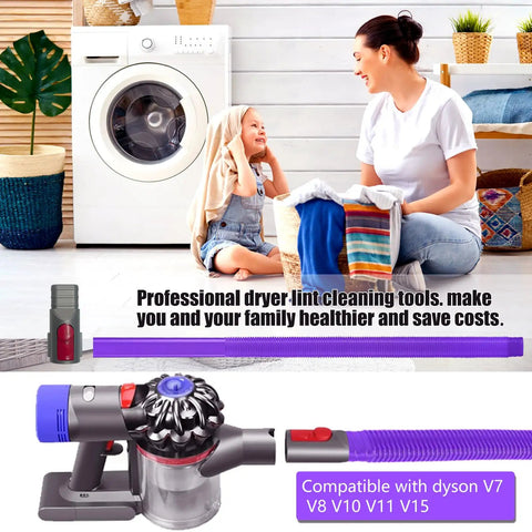 Dryer Vent Cleaning Kit For V7 V8 V10 V11 V12 V15 Cordless Vacs Deep Lint Removal Crevice Hose Attachment displayed in use