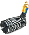 BLX4074 4-Pole 6S Brushless Motor 2050Kv ARAG2000 with black aluminum can for RC cars, showing side view with wires.