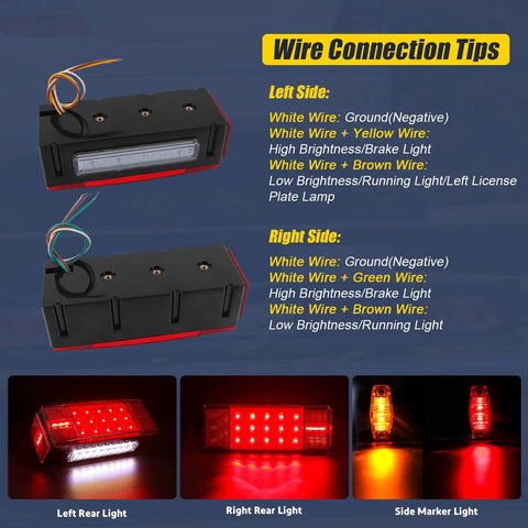 Wire connection tips for LED Boat Trailer Lights Kit With 25 Foot Wiring Harness Submersible Stop Brake Turn Tail Lights Side Marker