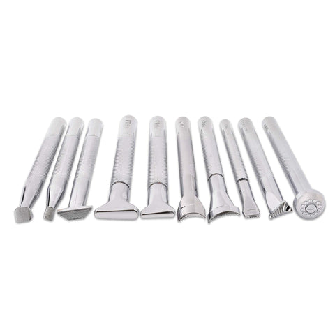 Leather Stamps Tool Set for Crafting with Sheridan Style Stamp Set II Featuring 10 Chrome Plated Tools Like Bevelers, Veiners