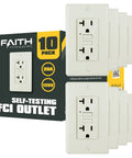 10 Pack 20A GFCI Outlets With LED Indicator Self Test Ground Fault Circuit Interrupter Duplex Receptacles And Wall Plate Light Almond DIY Friendly Slim Design For Quick Install In Shallow Boxes ETL Listed Non Tamper Resistant