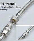 Four Pack 1/2 Inch Stainless Steel Nipple Fittings, 304 Stainless Steel 1/2 Inch NPT Male Threaded Pipe Adapters in focus