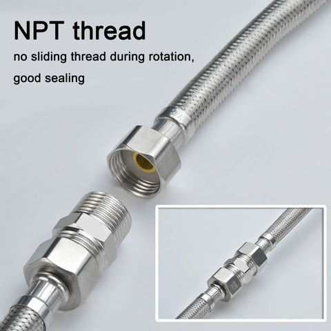 Four Pack 1/2 Inch Stainless Steel Nipple Fittings, 304 Stainless Steel 1/2 Inch NPT Male Threaded Pipe Adapters in focus