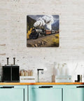 Steam Locomotive Train Square Wall Decor Iron Art For Living Room Patio Bedroom And Garden Vintage Farmhouse Tinplate Hanging