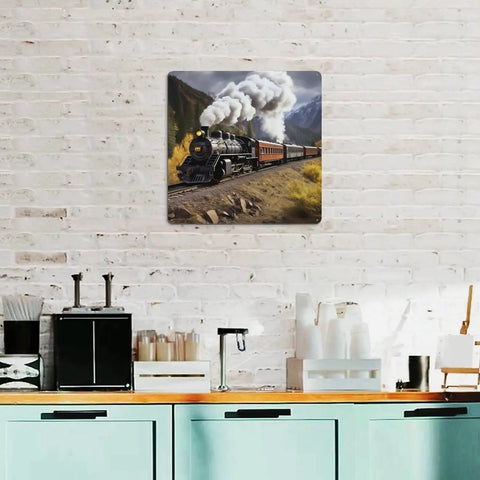 Steam Locomotive Train Square Wall Decor Iron Art For Living Room Patio Bedroom And Garden Vintage Farmhouse Tinplate Hanging