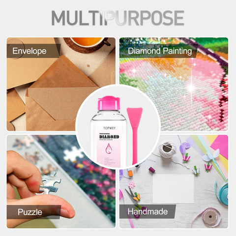 Diamond Painting Sealer With Applicator Handy Diamond Painting Adhesive For Sparkle Retention And Puzzle Projects Safe Water Based Glue That Is Non Toxic Easy To Use 125 Ml 4.4 Fl Oz used for multipurpose projects such as diamond painting, puzzles, envelopes, and handmade crafts.