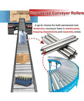Heavy Duty Stainless Steel Unpowered Roller Conveyor 38mm With Durable Galvanized Ends For Smooth Warehouse Packaging Workflow Silent Operation Non E Motor 23.6 Inch Silver Finish Reliable Manual Transfer System with rollers and boxes.