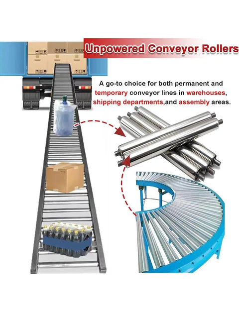 Heavy Duty Stainless Steel Unpowered Roller Conveyor 38mm With Durable Galvanized Ends For Smooth Warehouse Packaging Workflow Silent Operation Non E Motor 23.6 Inch Silver Finish Reliable Manual Transfer System with rollers and boxes.