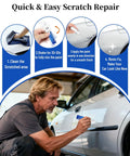Man using Mercedes Benz Iridium Silver Metallic Touch Up Paint 775 For OEM Car Paint Scratch Repair Pen Two In One on car