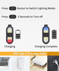 Two Pack Clip On Running Lights For Nite Runners Rechargeable Hands Free LED Flashlights With 450 Lumens showing charging process