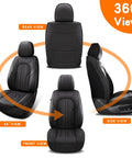 All In One Waterproof Leather Car Seat Cover Set With Nappa Finish Includes Two Front And Three Back Covers Universal Fit For Most Cars SUVs Trucks Black Premium Seat Protector No Hassle Install multiple angles