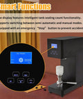 Hella Durable Commercial Soda Can Sealer With Automatic Operation And Smart Led Display showing control panel with buttons and screen.