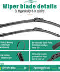 Premium Windshield Wiper Blades For Chevrolet Trax 2024 Through 2026 featuring 26" driver's and 16" passenger side blades with aerodynamic design.
