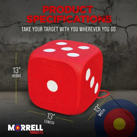 High Roller Foam Archery Target Cube With 21 Bullseyes, 13 Inch By 13 Inch, showing height and length dimensions