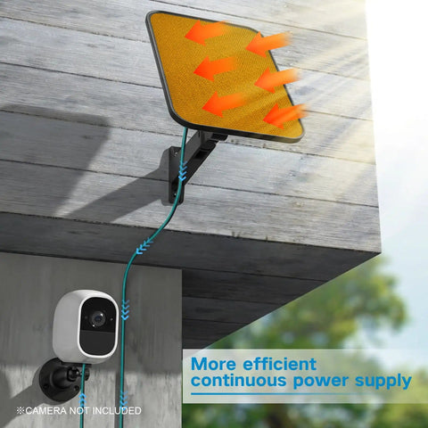 3.2W Solar Panel For Security Cameras Compatible With Arlo Essential XL Waterproof Charger mounted on a wall with cable