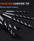 Ten-piece masonry drill bit set with tungsten carbide tips, 1/8–1/2 inch sizes for concrete, cement, tile, brick.