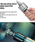0.01mm Precision Live Center For Wood Lathe Tooling With 40Cr Steel Core And 60 Degree Tip, shown in hand and installed on CNC lathe