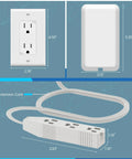 Slick Low Profile Flat Face Outlet Extender With Three Receptacles And Three Foot Power Cord Ultra Thin Build dimensions and design.