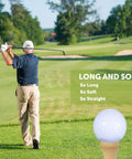 Golfer swinging on course with Go To All In One Portable Golf Kit With Premium Leather Pouch Includes Golf Balls Tees