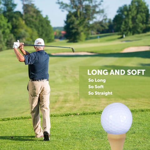 Golfer swinging on course with Go To All In One Portable Golf Kit With Premium Leather Pouch Includes Golf Balls Tees