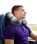 Sunshine U Shape Travel Pillow For Long Haul Flights And Office Naps, Ergonomic Neck And Head Support, in use on a bus